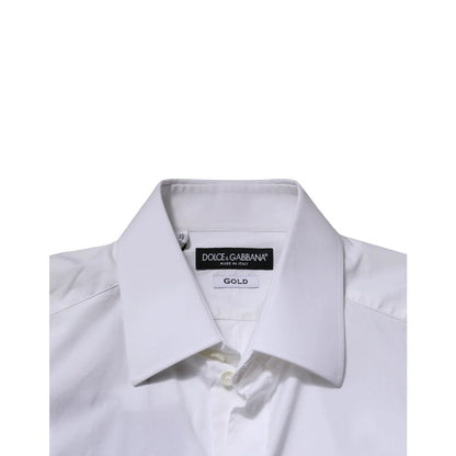 Dolce & Gabbana White Gold Long Sleeves Dress Shirt Elegance