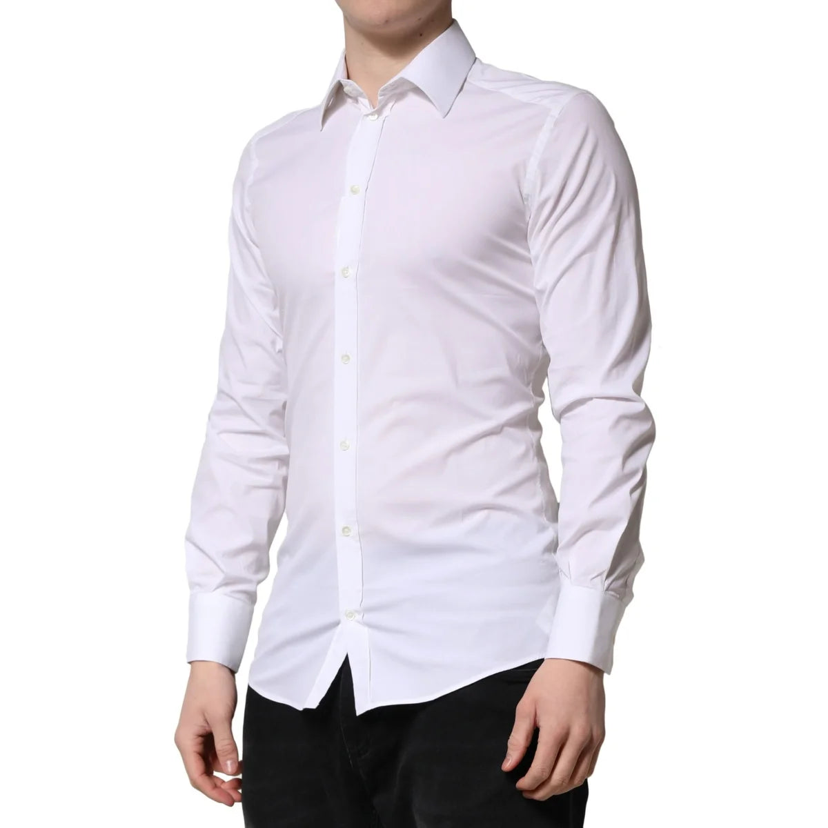 Dolce & Gabbana White Gold Long Sleeves Dress Shirt Elegance