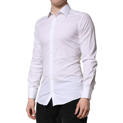 Dolce & Gabbana White Gold Long Sleeves Dress Shirt Elegance