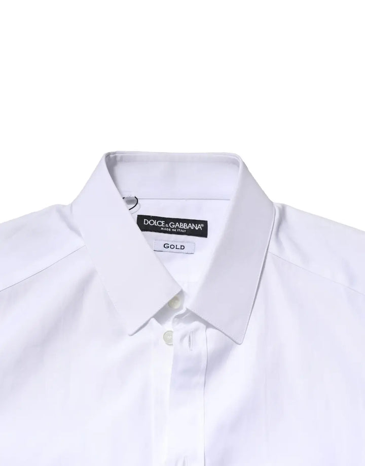 Dolce &amp; Gabbana White GOLD Long Sleeves Men Dress Formal Shirt