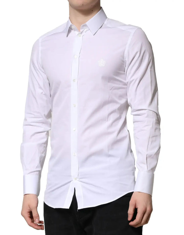 Dolce &amp; Gabbana White GOLD Long Sleeves Men Dress Formal Shirt