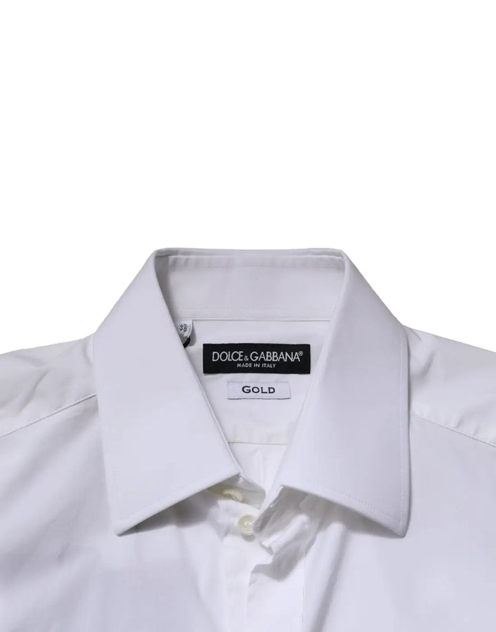 Dolce &amp; Gabbana White GOLD Long Sleeves Men Dress Formal Shirt
