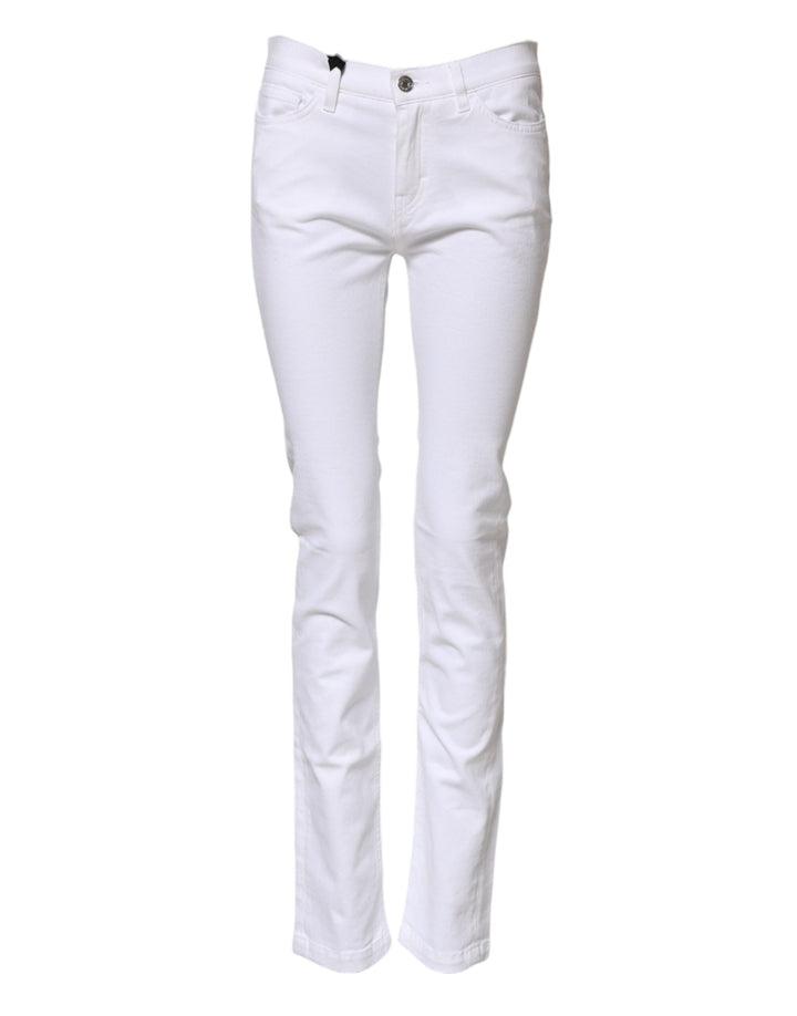 Dolce &amp; Gabbana White Grace Mid Waisted Skinny Denim Jeans