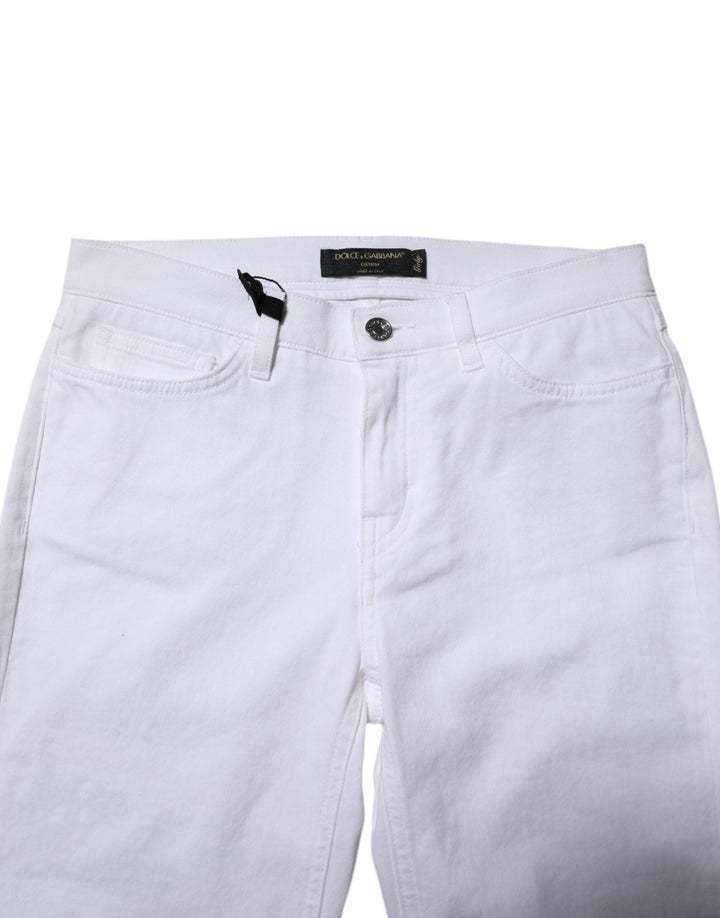 Dolce &amp; Gabbana White Grace Mid Waisted Skinny Denim Jeans