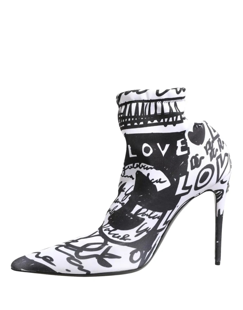 Dolce & Gabbana White Graffiti Stretch Ankle Boots Shoes