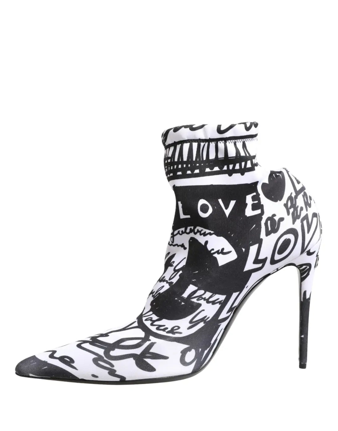 Dolce &amp; Gabbana White Graffiti Stretch Ankle Boots Shoes