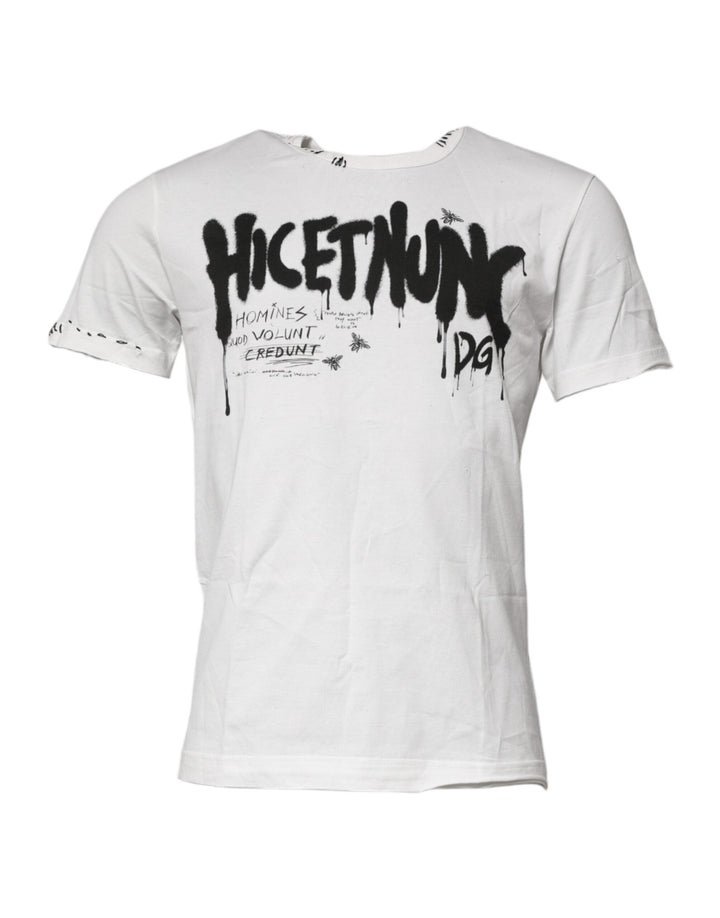 Dolce &amp; Gabbana White Graphic Print Cotton Crew Neck T-shirt