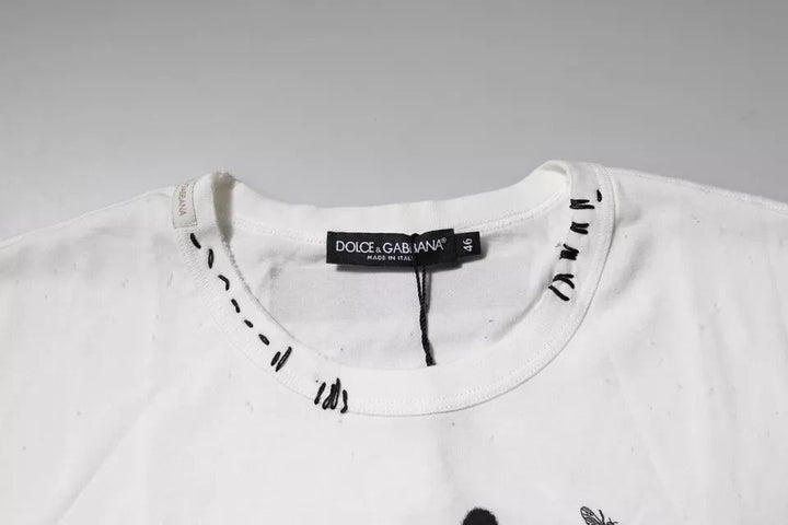 Dolce &amp; Gabbana White Graphic Print Cotton Crew Neck T-shirt