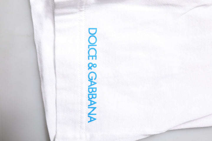 Dolce &amp; Gabbana - White Graphic Print Cotton Crew Neck T-shirt