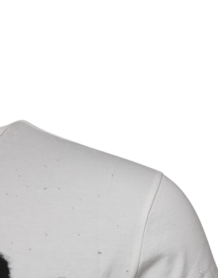 Dolce &amp; Gabbana White Graphic Print Cotton Crew Neck T-shirt