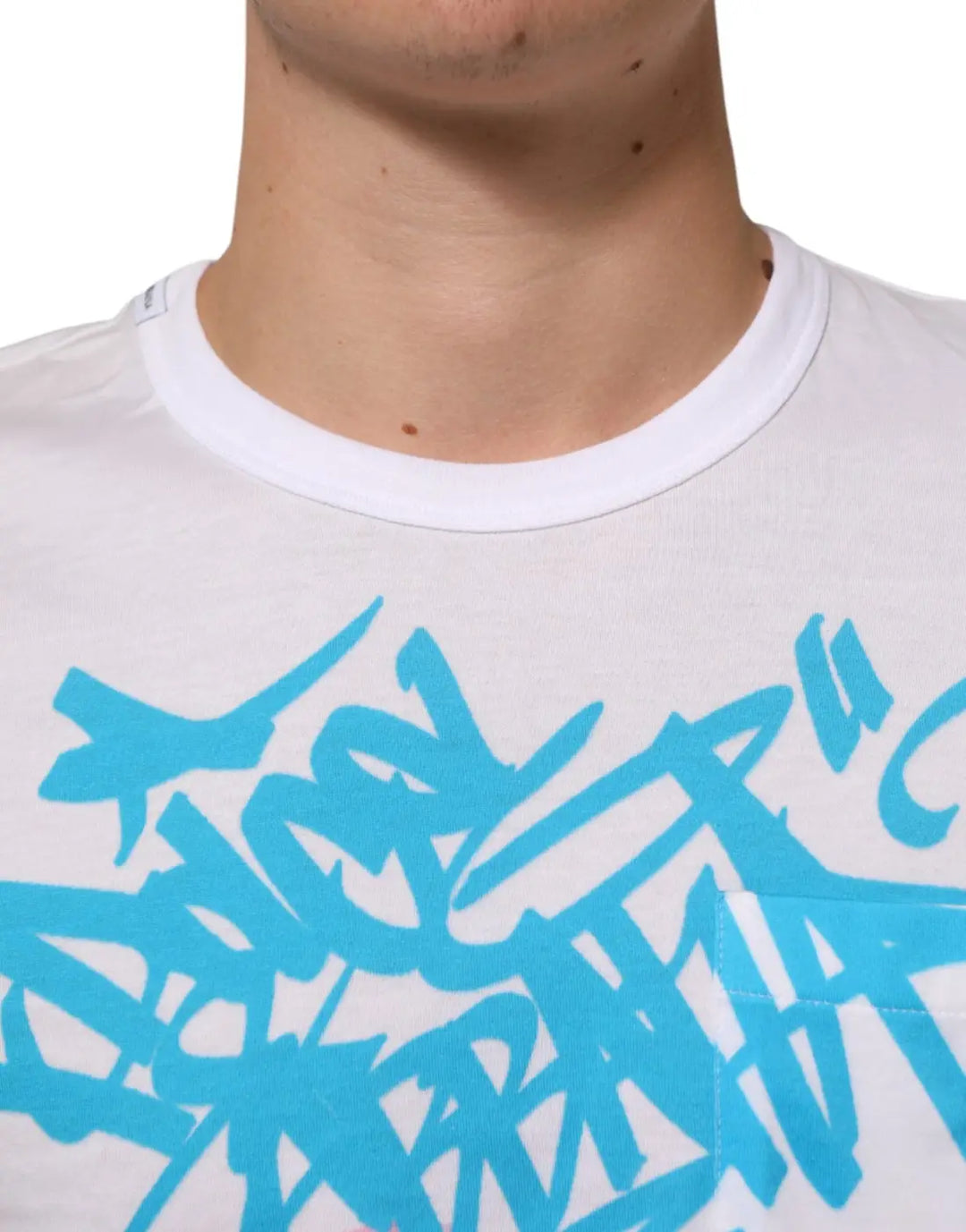 Dolce &amp; Gabbana White Graphic Print Cotton Crew Neck T-shirt