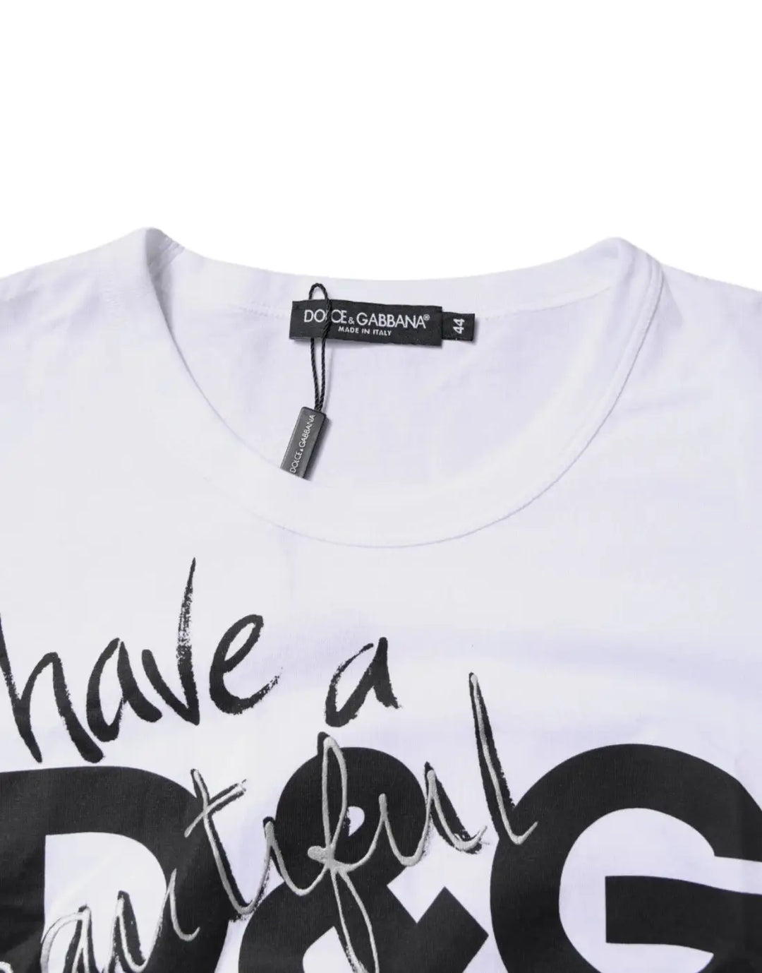 Dolce &amp; Gabbana White Graphic Print Cotton Crew Neck T-shirt