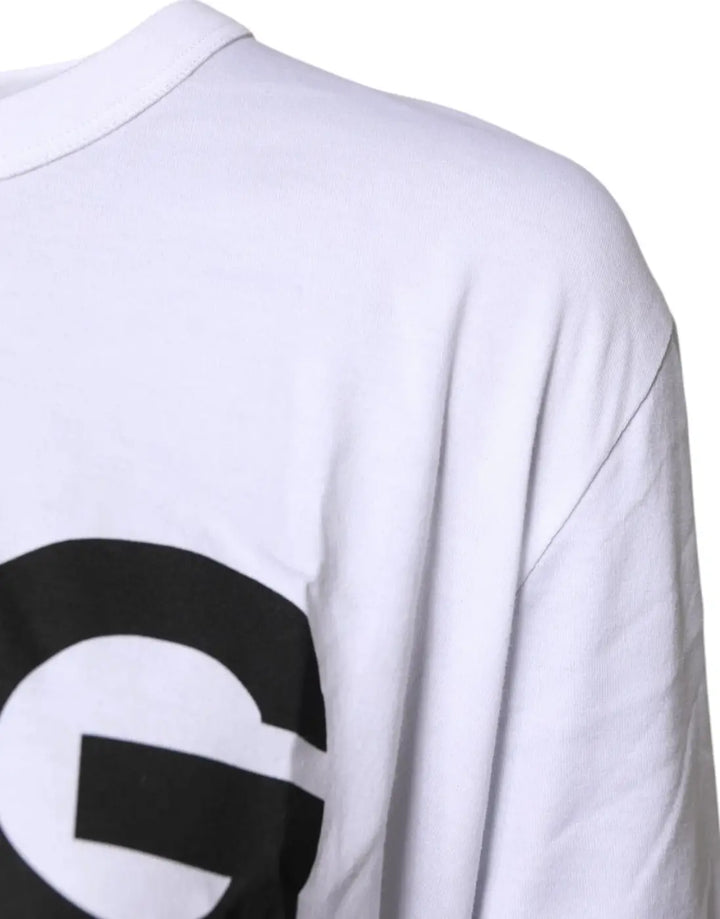 Dolce &amp; Gabbana White Graphic Print Cotton Crew Neck T-shirt