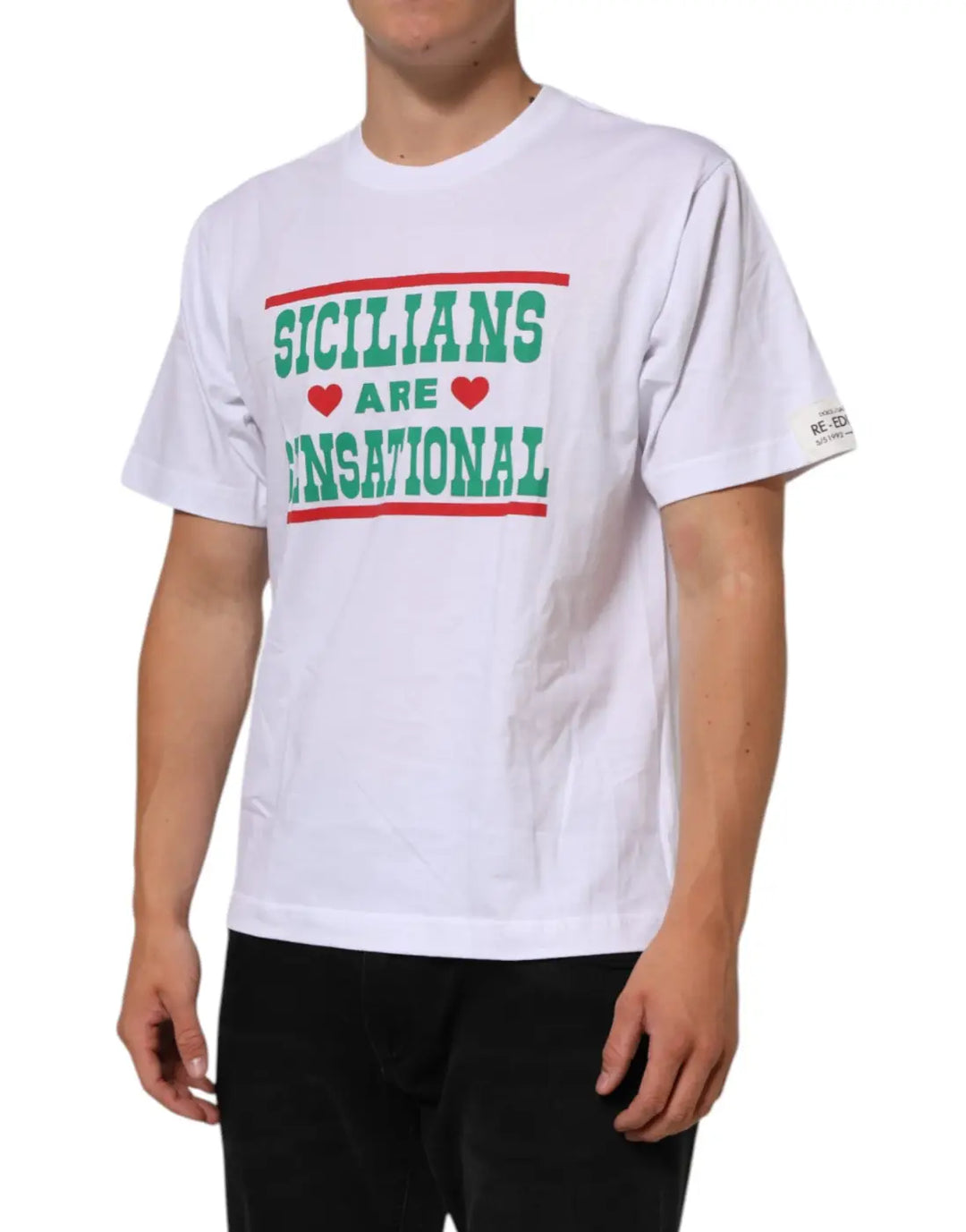 Dolce &amp; Gabbana White Graphic Print Cotton Crew Neck T-shirt