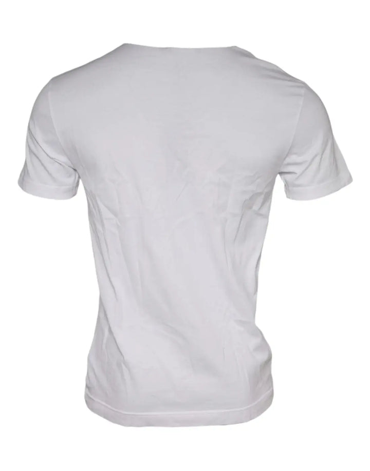 Dolce &amp; Gabbana White Graphic Print Cotton Crew Neck T-shirt
