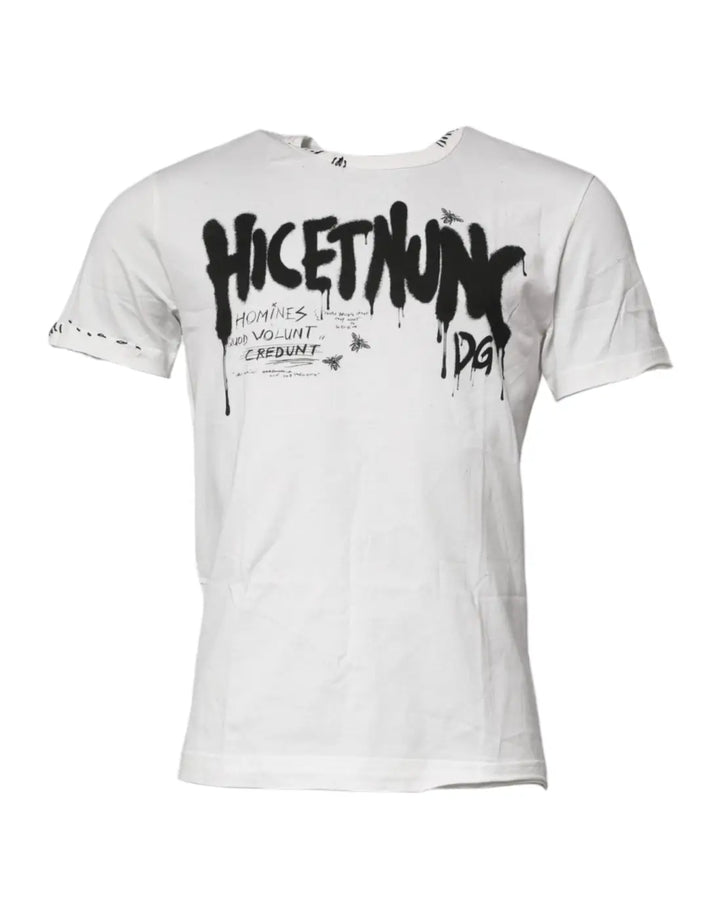 Dolce &amp; Gabbana White Graphic Print Cotton Crew Neck T-shirt