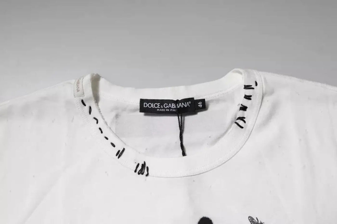 Dolce &amp; Gabbana White Graphic Print Cotton Crew Neck T-shirt