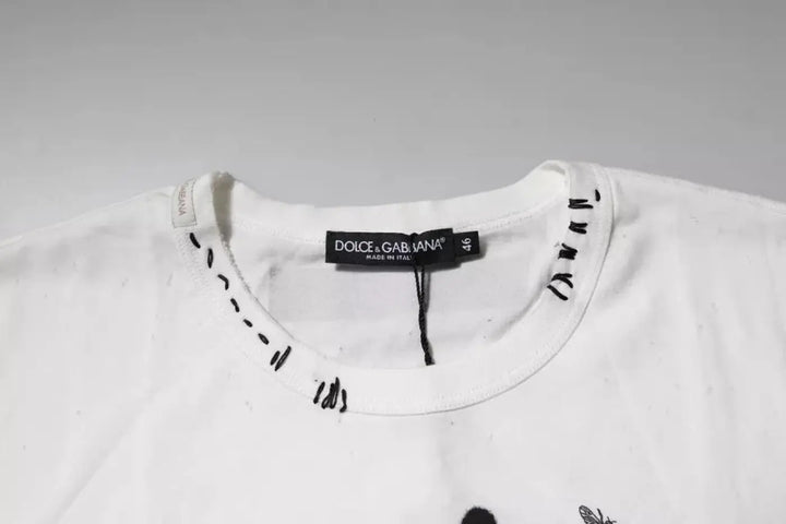 Dolce &amp; Gabbana White Graphic Print Cotton Crew Neck T-shirt