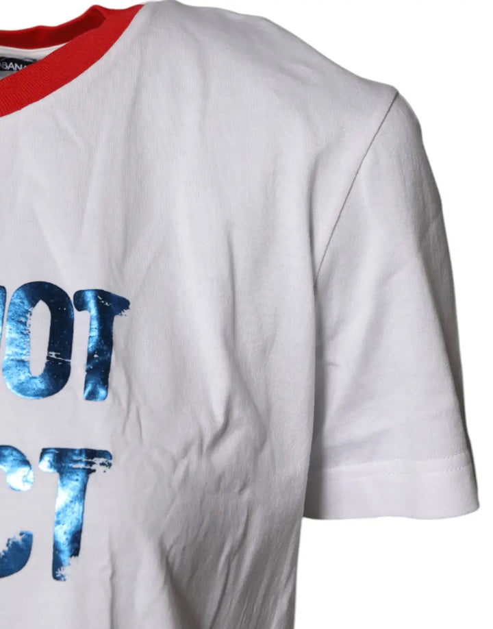 Dolce &amp; Gabbana White Graphic Print Cotton Crew Neck T-shirt