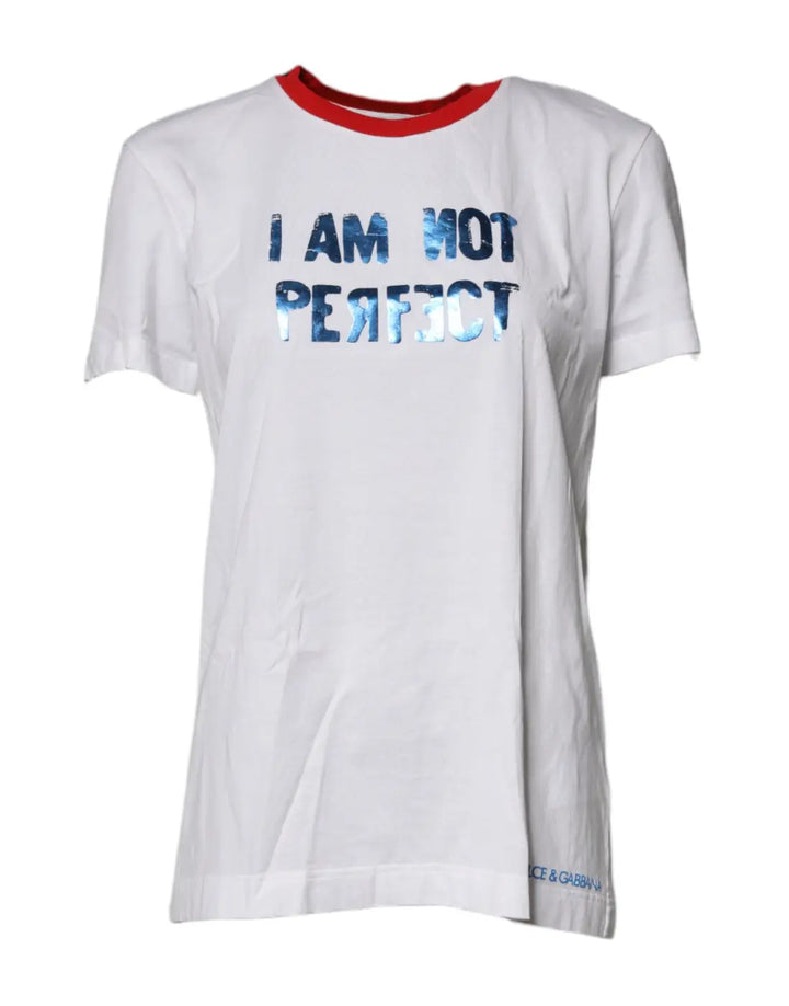 Dolce &amp; Gabbana White Graphic Print Cotton Crew Neck T-shirt