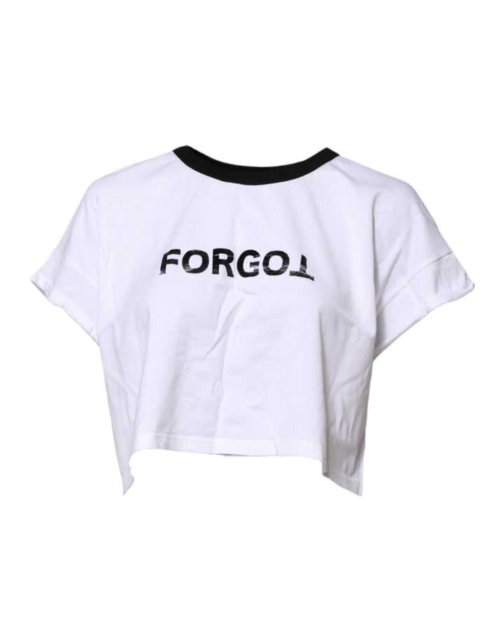Dolce &amp; Gabbana - White Graphic Print Crew Neck Cropped T-shirt
