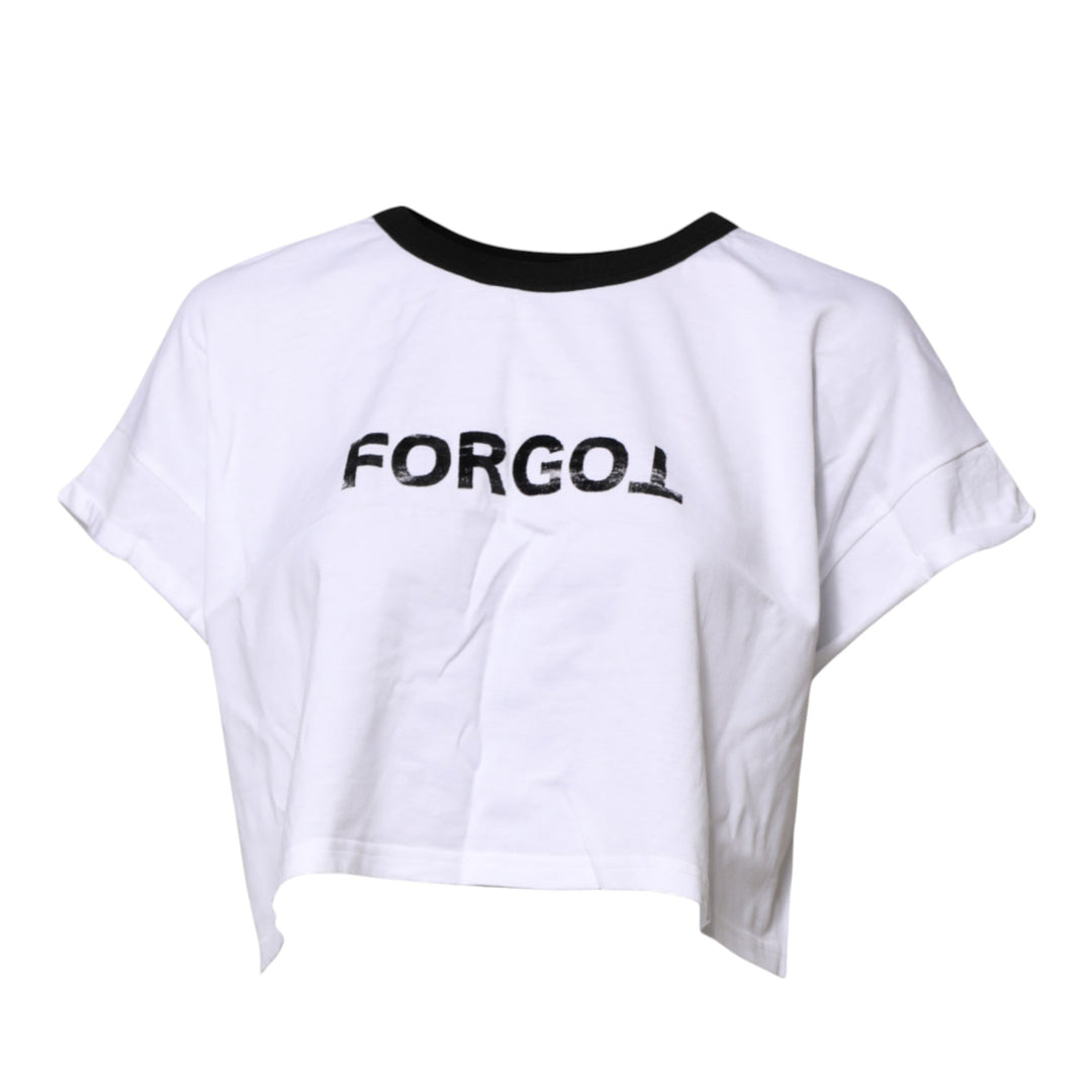 Dolce &amp; Gabbana - White Graphic Print Crew Neck Cropped T-shirt