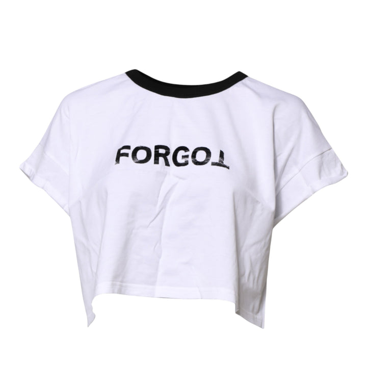 Dolce &amp; Gabbana - White Graphic Print Crew Neck Cropped T-shirt
