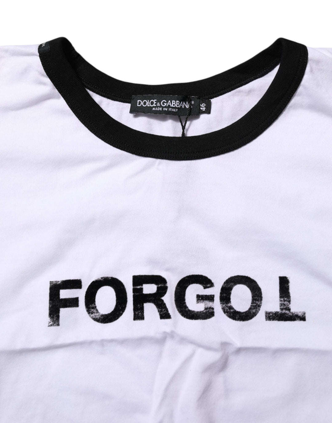 Dolce &amp; Gabbana - White Graphic Print Crew Neck Cropped T-shirt