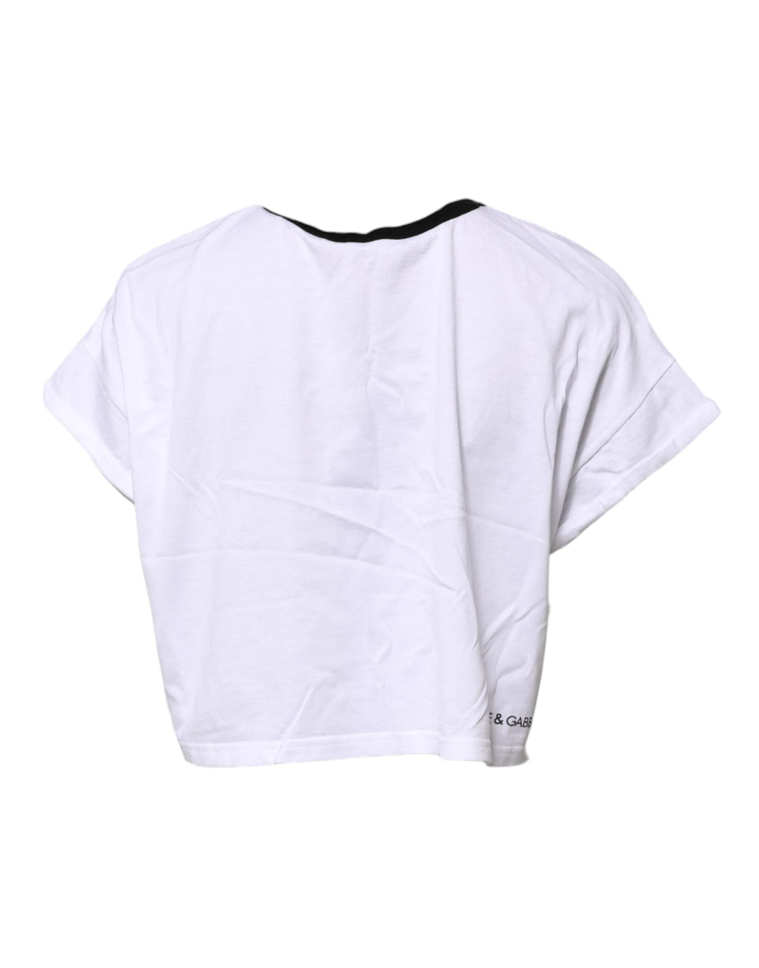 Dolce &amp; Gabbana - White Graphic Print Crew Neck Cropped T-shirt