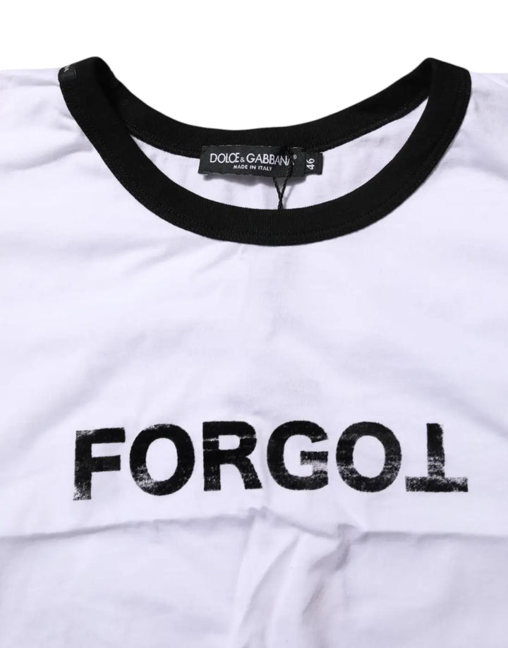 Dolce &amp; Gabbana White Graphic Print Crew Neck Cropped T-shirt
