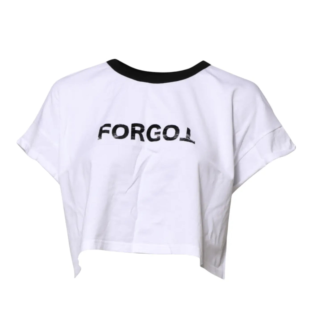 Dolce &amp; Gabbana White Graphic Print Crew Neck Cropped T-shirt