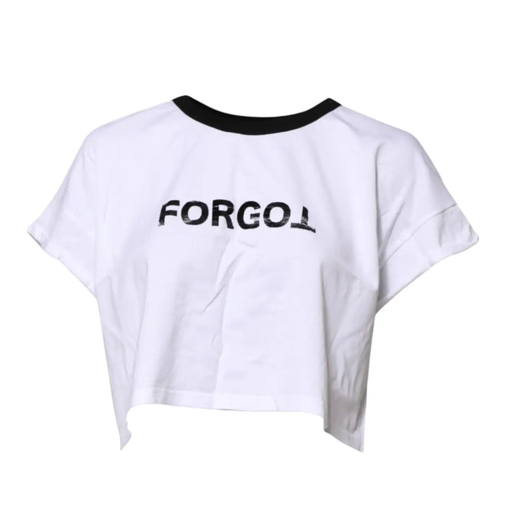 Dolce &amp; Gabbana White Graphic Print Crew Neck Cropped T-shirt
