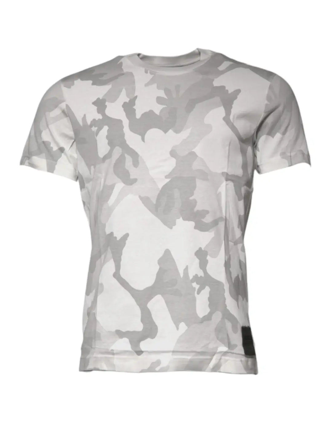 Dolce &amp; Gabbana White Gray Camouflage Cotton Crew Neck T-shirt