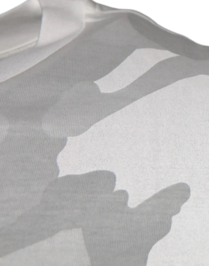 Dolce &amp; Gabbana White Gray Camouflage Cotton Crew Neck T-shirt