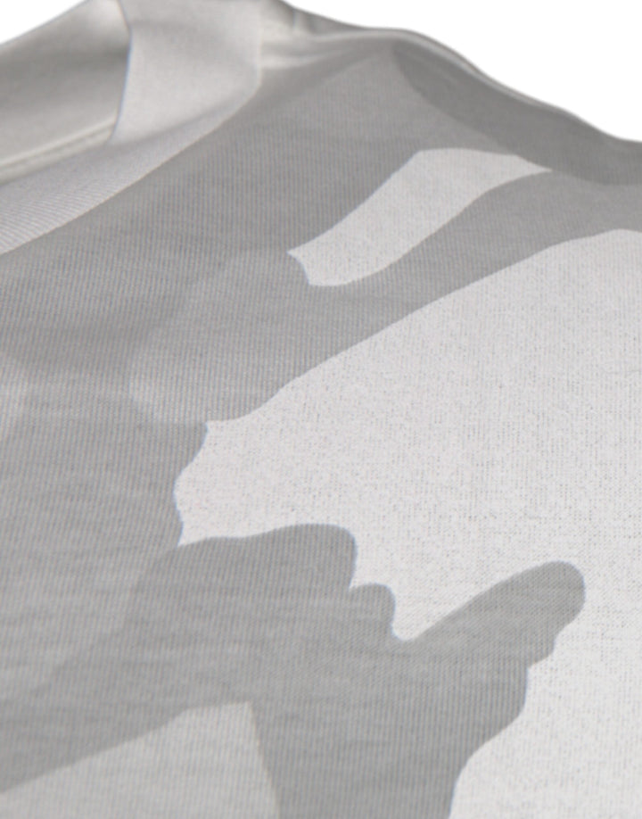 Dolce &amp; Gabbana White Gray Camouflage Cotton Crew Neck T-shirt