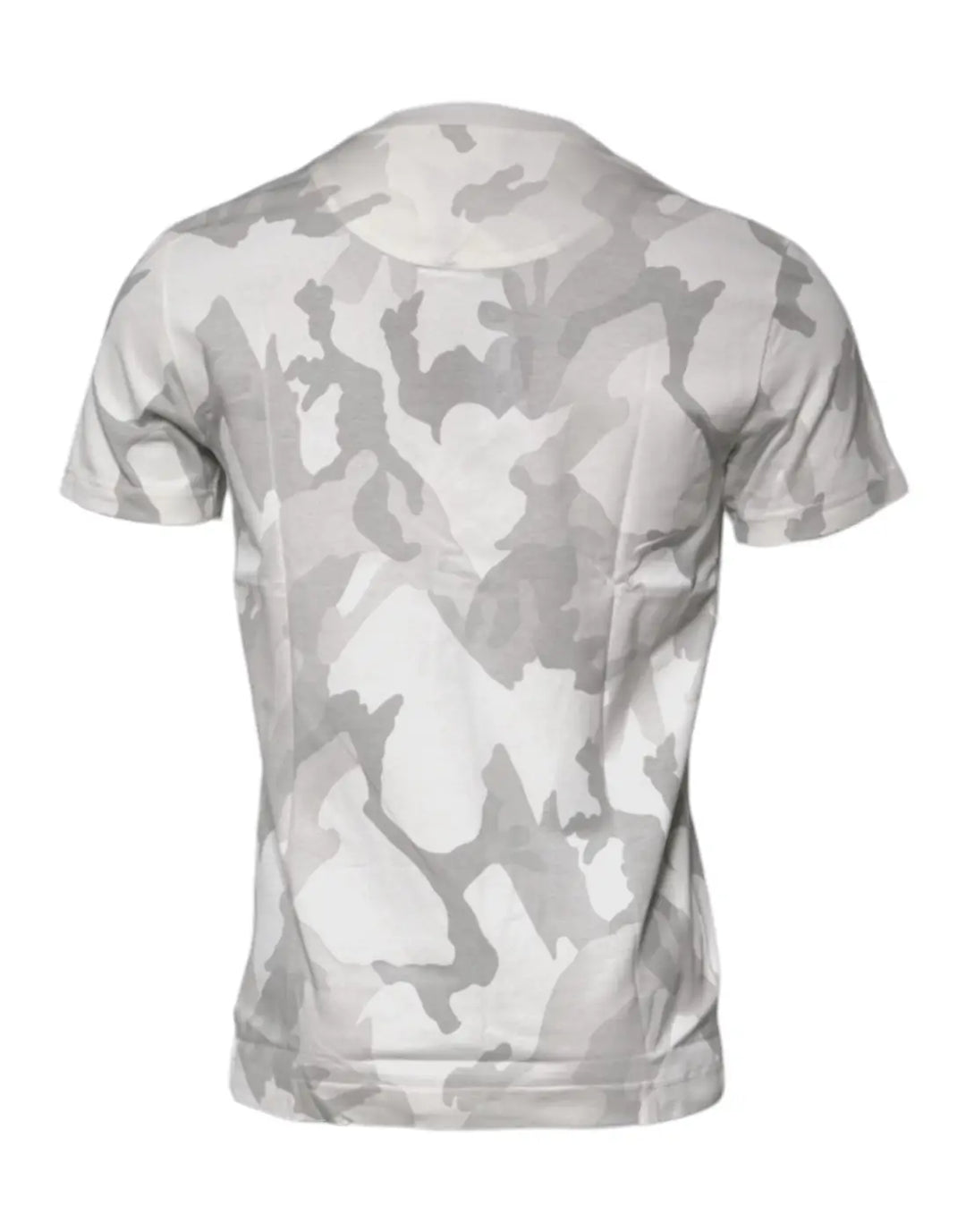 Dolce &amp; Gabbana White Gray Camouflage Cotton Crew Neck T-shirt