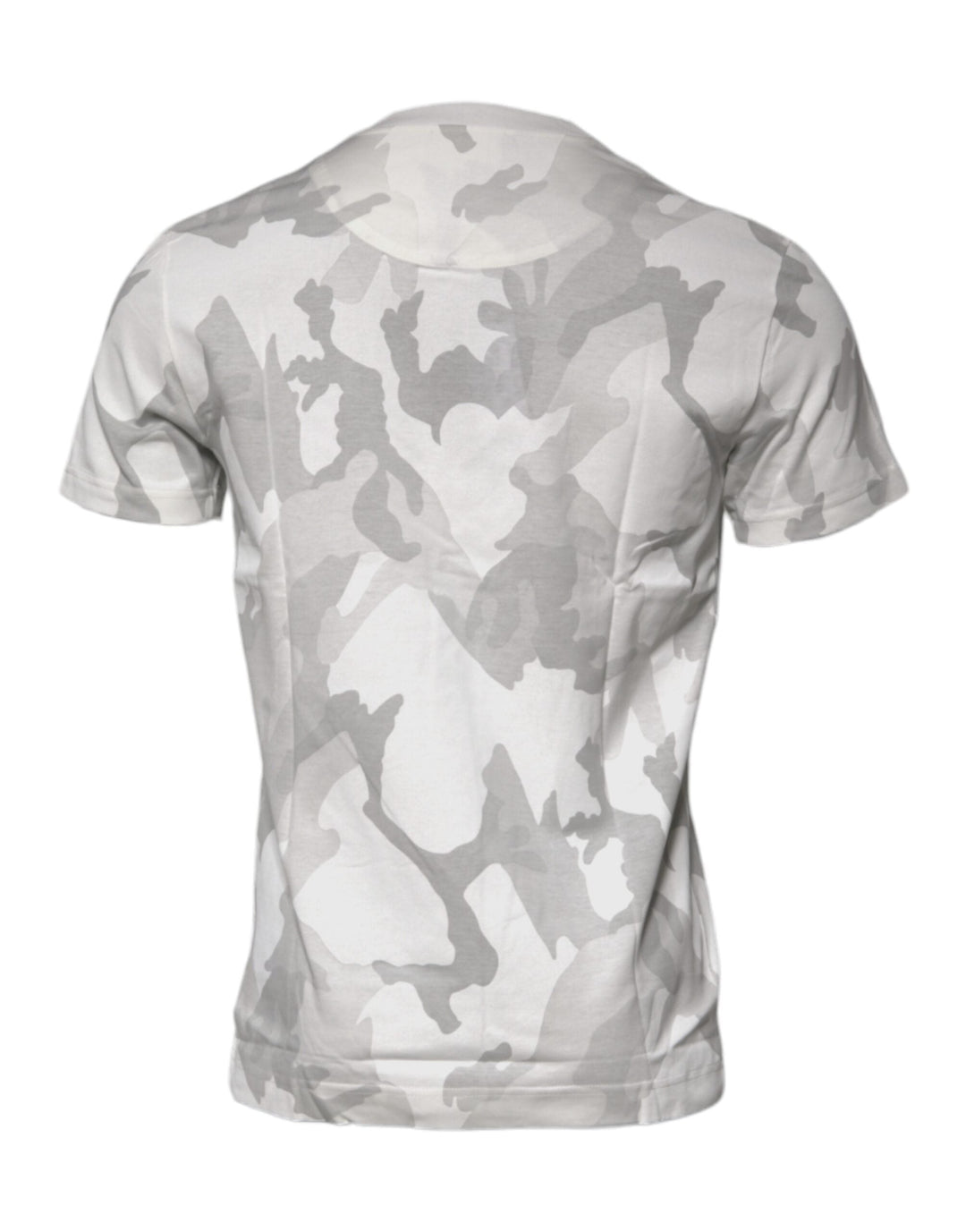 Dolce &amp; Gabbana White Gray Camouflage Cotton Crew Neck T-shirt