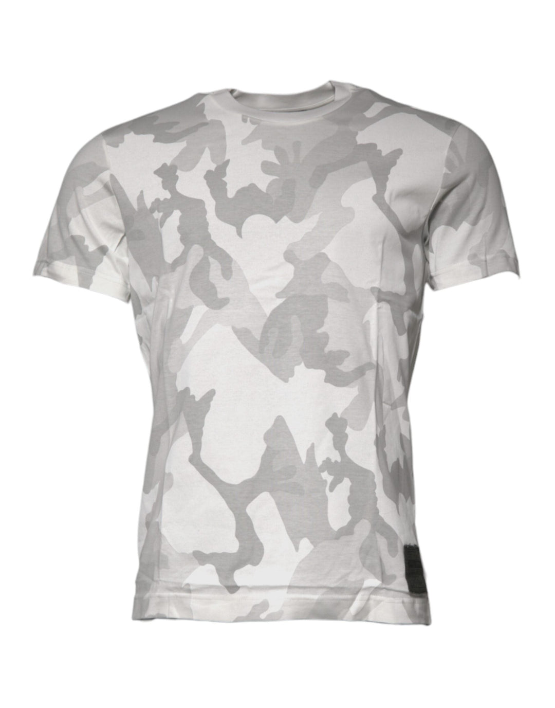 Dolce &amp; Gabbana White Gray Camouflage Cotton Crew Neck T-shirt