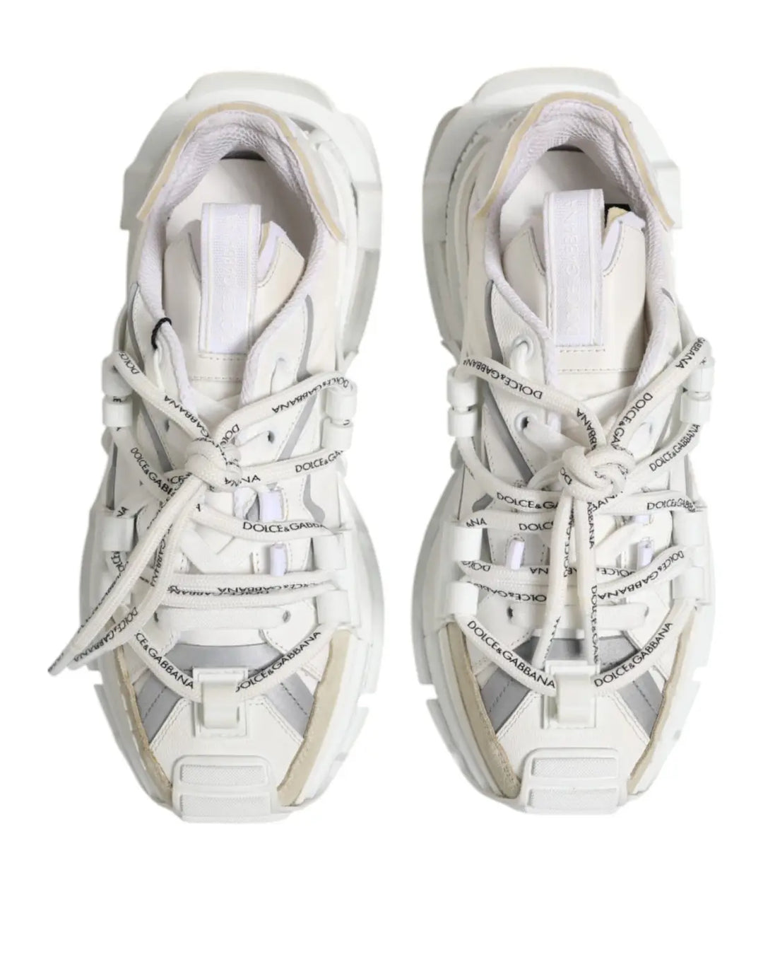 Dolce &amp; Gabbana White Gray Low Top Space Sneakers Shoes