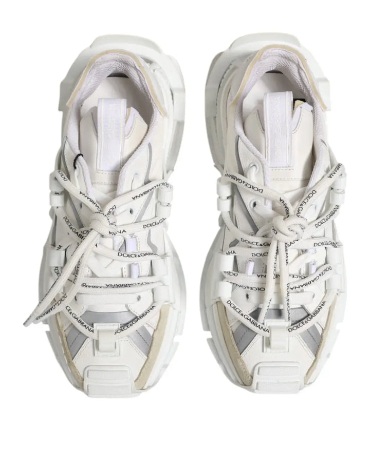 Dolce &amp; Gabbana White Gray Low Top Space Sneakers Shoes