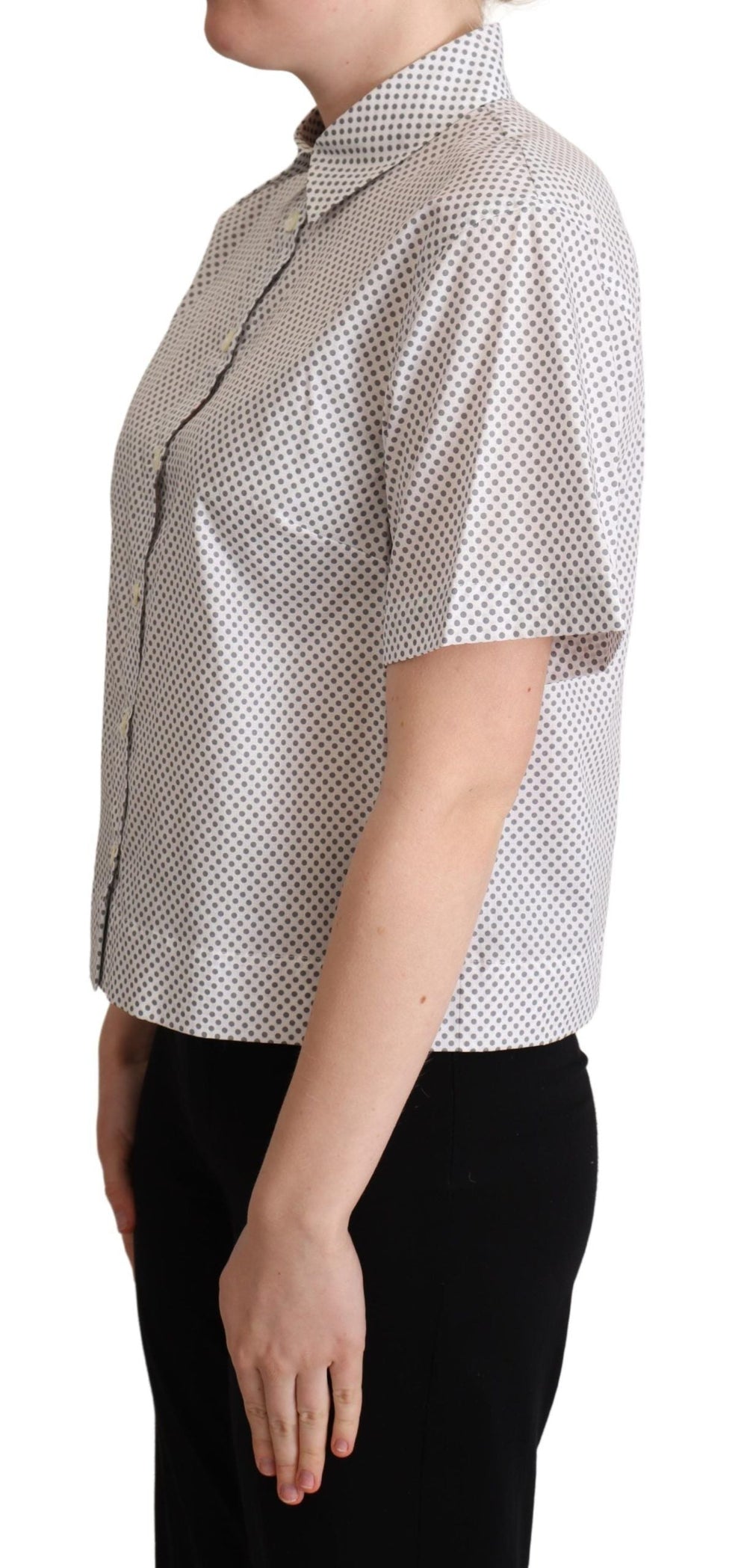 Dolce & Gabbana Shirts - White Gray Polka Dots Collared Button Shirt
