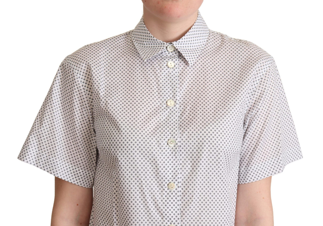 Dolce &amp; Gabbana Shirts - White Gray Polka Dots Collared Button Shirt
