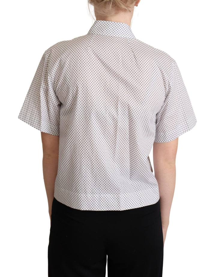 Dolce &amp; Gabbana Shirts - White Gray Polka Dots Collared Button Shirt
