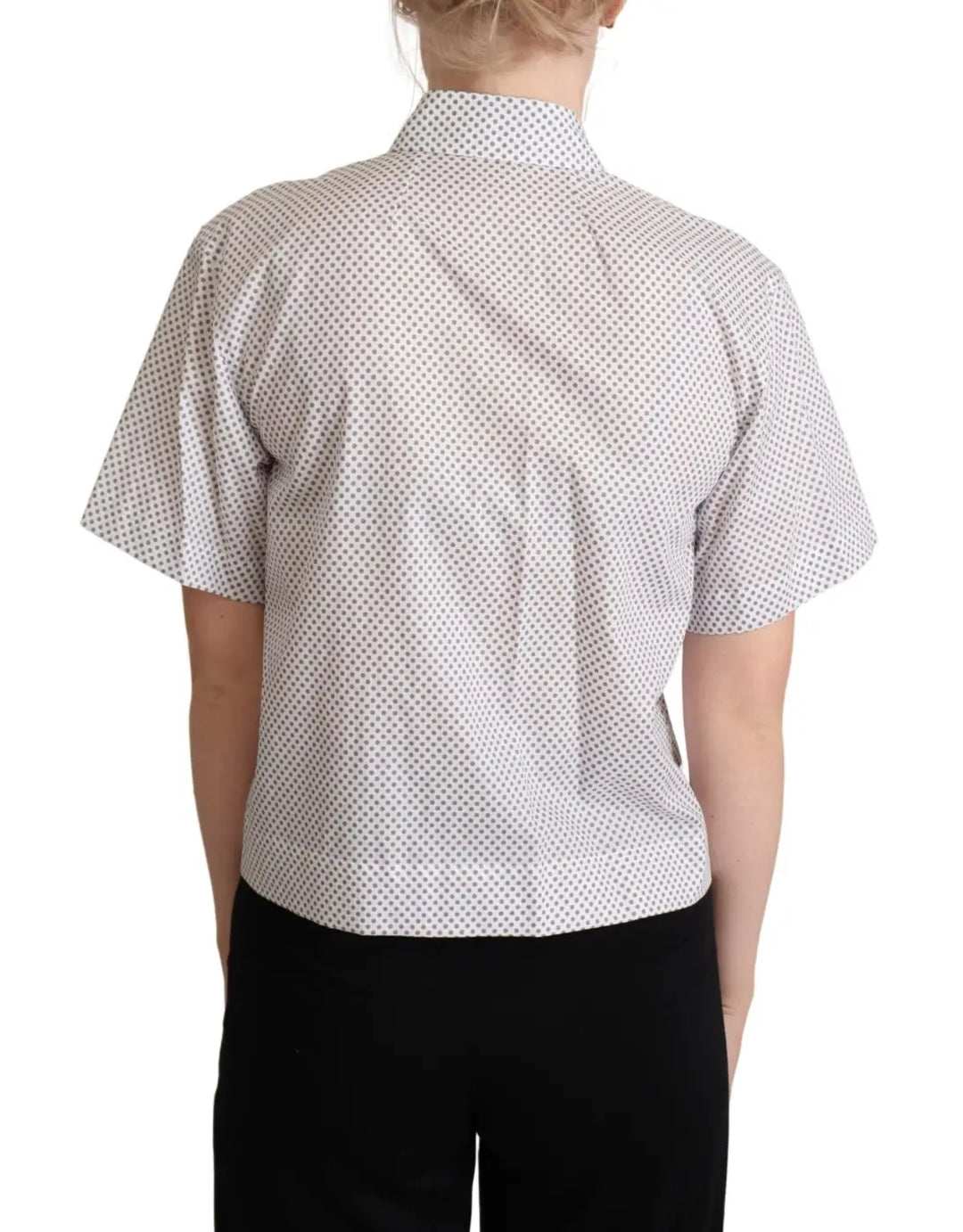 Dolce &amp; Gabbana White Gray Polka Dots Collared Button Shirt