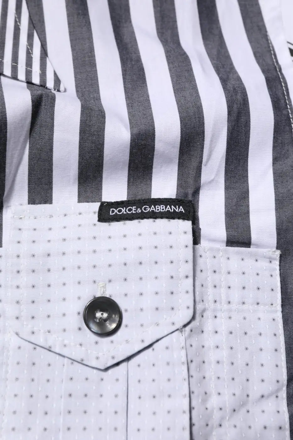 Dolce &amp; Gabbana White Gray Striped Cotton Men Casual Shirt