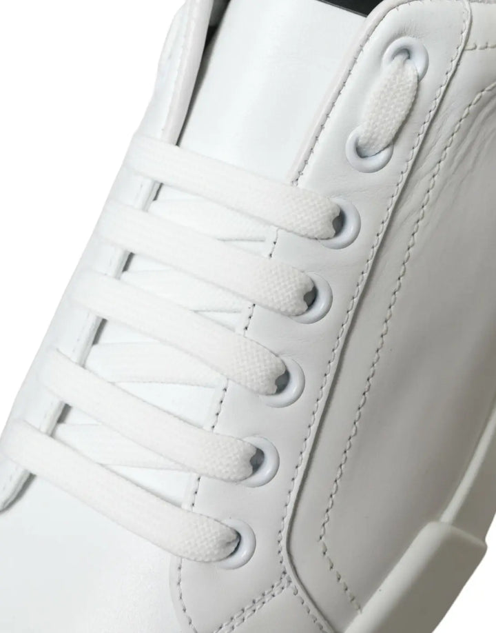Dolce &amp; Gabbana White Green Leather Portofino Sneakers Shoes