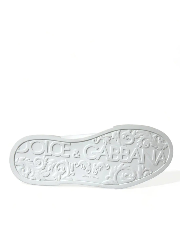 Dolce &amp; Gabbana White Green Leather Portofino Sneakers Shoes