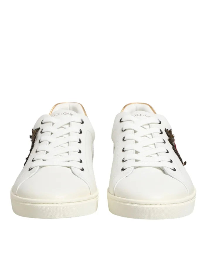 Dolce & Gabbana White Heart Embellished Sneakers Shoes