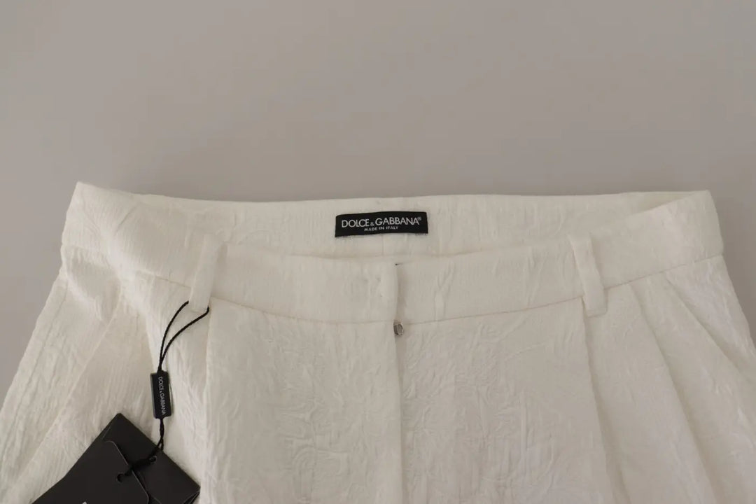 Dolce &amp; Gabbana White High Waist Culotte Cotton Shorts