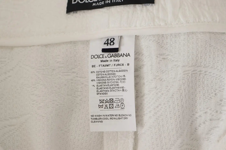 Dolce &amp; Gabbana White High Waist Culotte Cotton Shorts